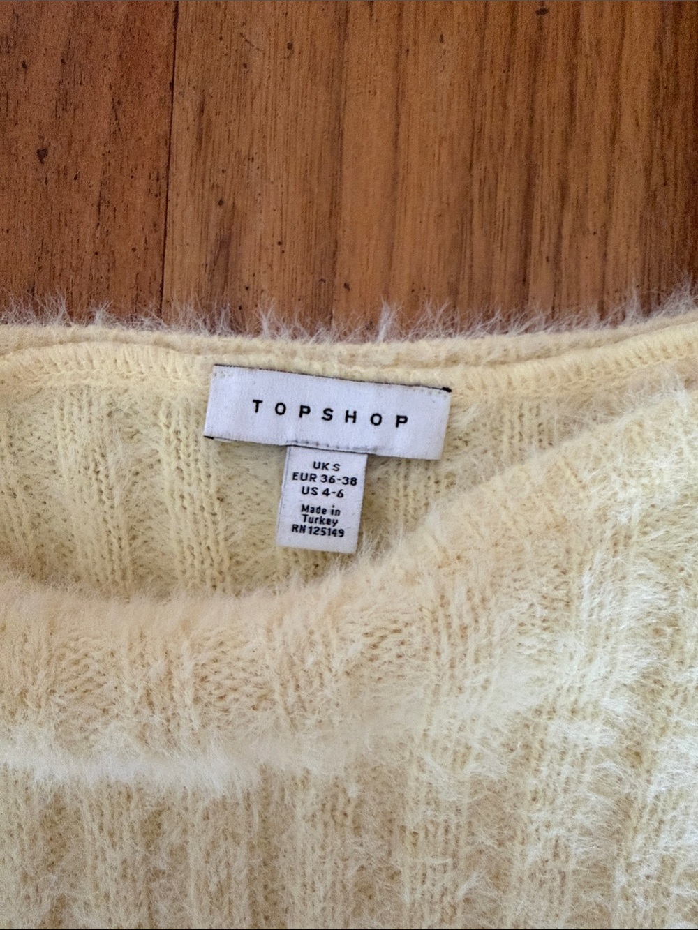 Topshop Fuzzy Crop Crewneck Sweater - Pale Yellow - Picture 4 of 4